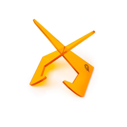 Orange vinyl record stand displaying an LP record, Dubird, Melbourne